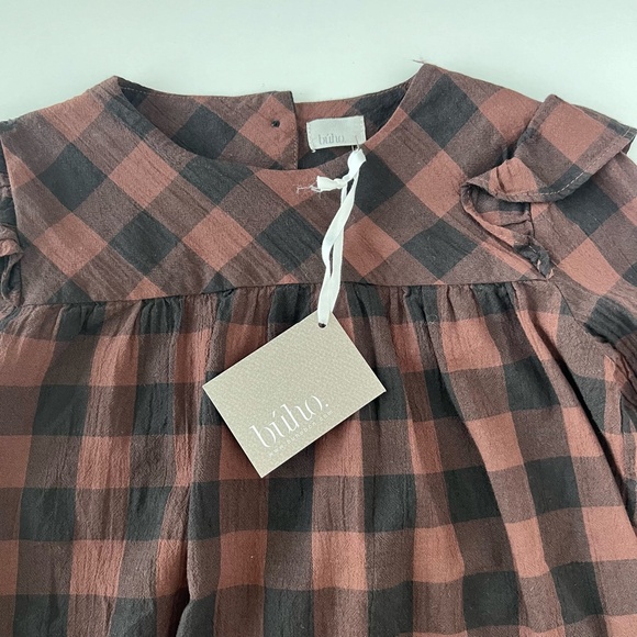 NWT Búho Ruffle Long Sleeve Checkered Blouse size 5/6 - Picture 4 of 8